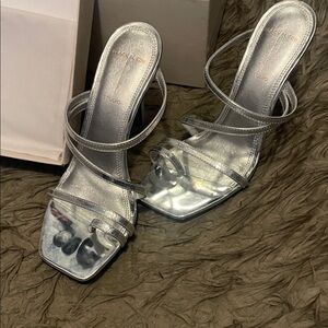 Elegant Silver Strappy Heels
